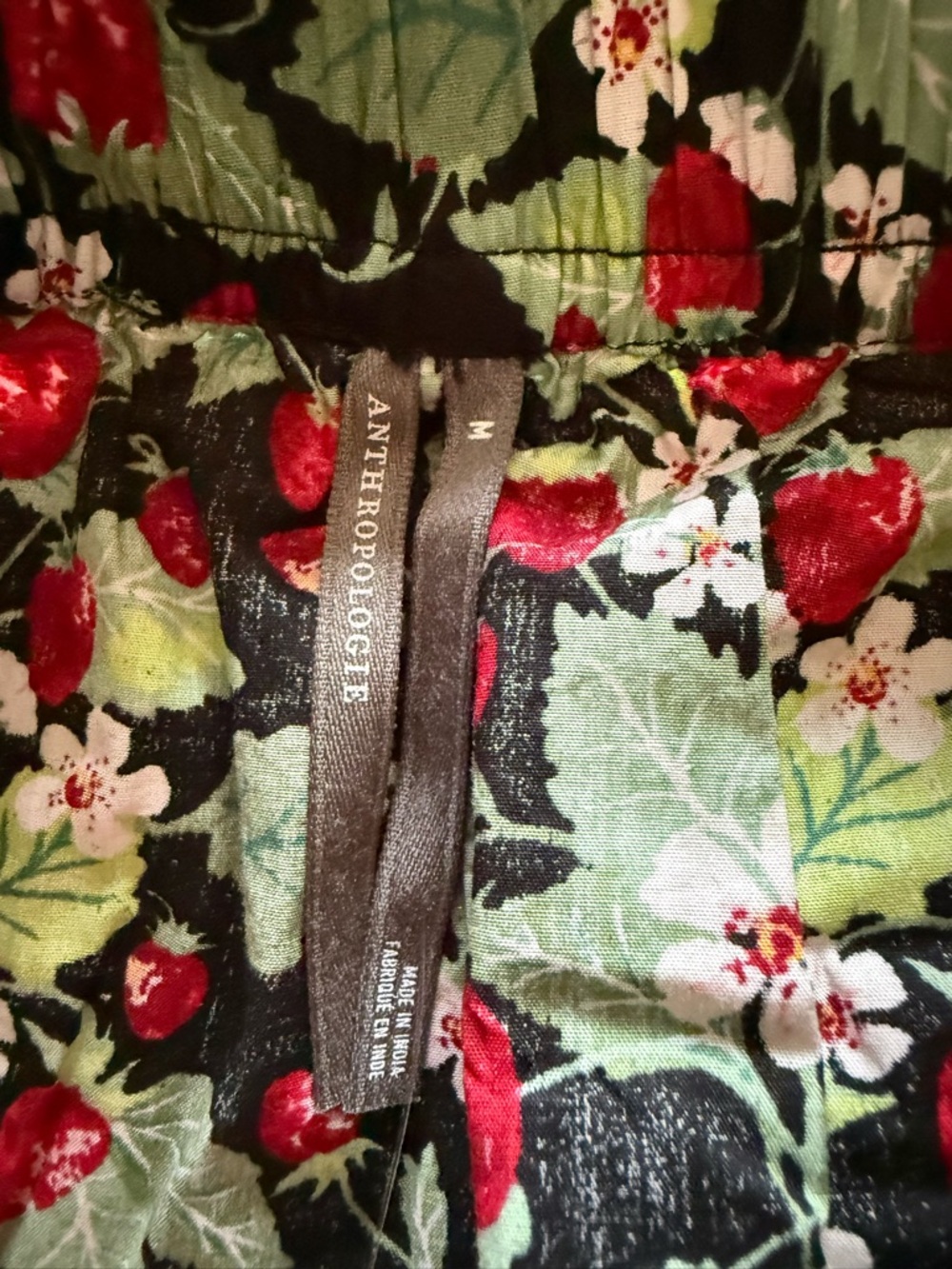 Anthropologie Black Floral & Strawberry High-Waist Shorts - Picture 4 of 5